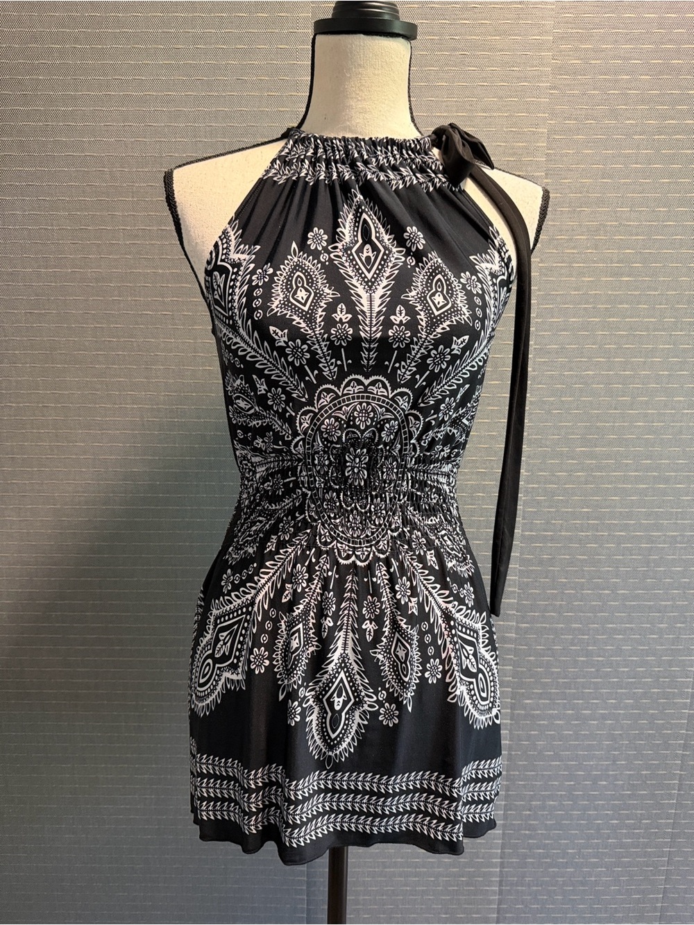 Love Culture Paisley Smocked Waist Halter Tunic